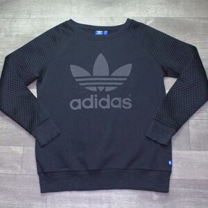 Adidas Trefoil Cropped Sweatshirt Mesh Sleeve Black Women S
